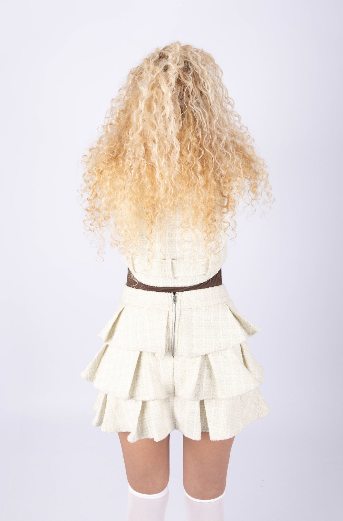 UDEEN AWAAN Pleated Plaid Skirt